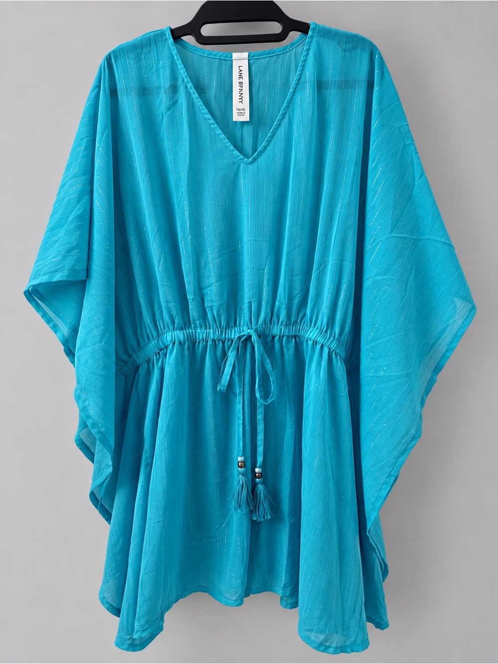 Lane Bryant 10/12 Turquoise Shimmer Caftan Swim Cover Up